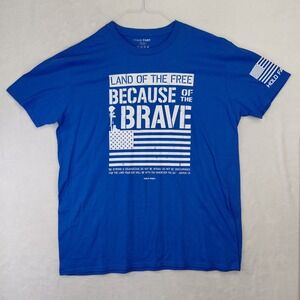 Hold Fast Mens XL Blue Land‎ of the Free Because of the Brave Graphic T-Shirt